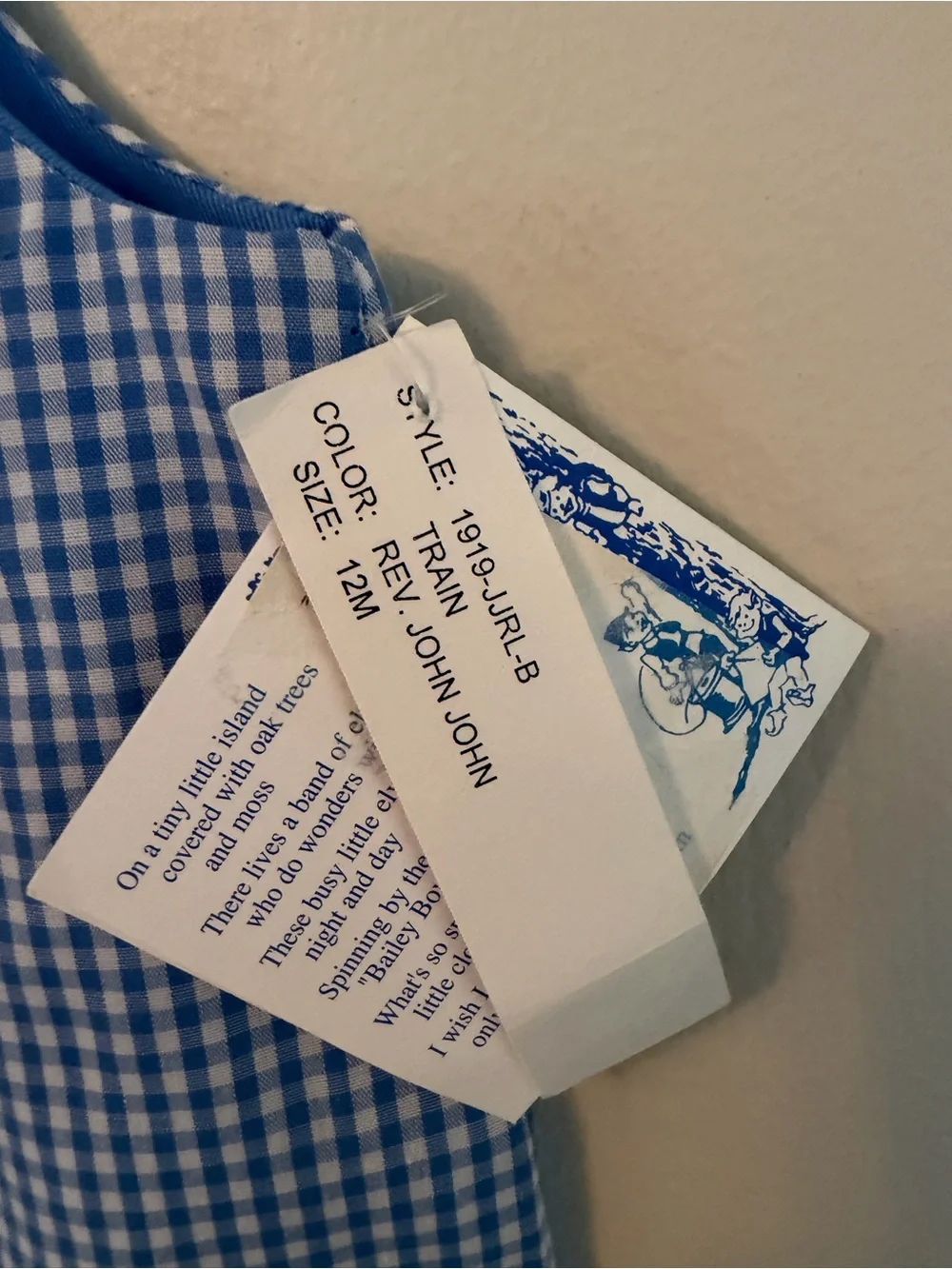 The Bailey Boys Blue Gingham Train Reversible with Fall Pumpkins Jon Jon